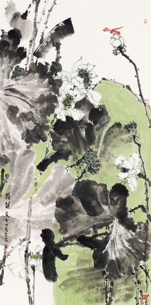 蔡金花 国画《荷颂》